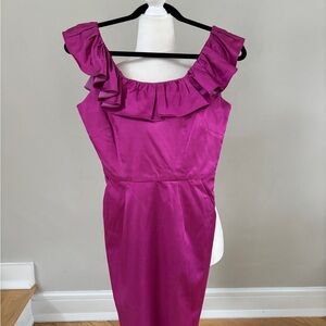 Laila Azhar Elegant Magenta Ruffle Dress